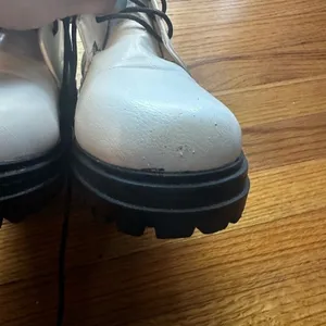 Weeboo White Chunky Combat Boots Size 10 Platform Grunge Streetwear Chic thumbnail 5