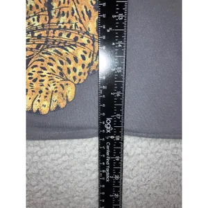 Def Leppard‎ Graphic T-Shirt S/M Oversized Pyromania Leopard Raw Hem Crop Top thumbnail 4