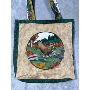 Handmade Deer Outdoors Print Tote Bag Nature Forest Shoulder Bag Canvas Style thumbnail 4