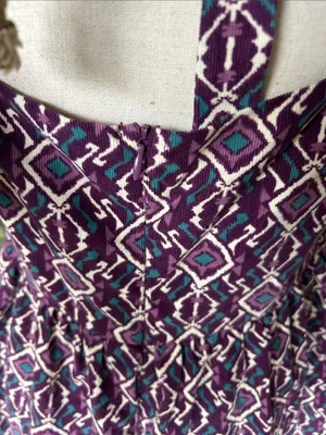 Anthropologie Boho cottage purple corduroy cotton puff sleeve square neck babydoll dress L thumbnail 9