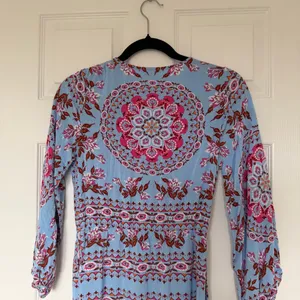 Entro Long Sleeve Blue Pink Floral Bohemian Button Down Maxi Dress Size Small thumbnail 8