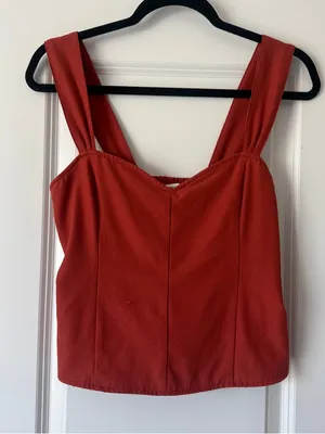 Abercrombie & Fitch Rust Red Square-Neck Crop Tank thumbnail 1