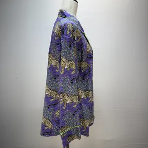 PrintFresh Long Pajama Set Size L‎ Purple Bagheera Leopard Print Organic Cotton thumbnail 6