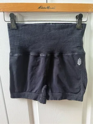 Free People Movement Good Karma Running Shorts in Black/Gray thumbnail 2