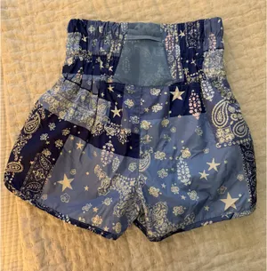 Free People Movement Blue patterned high waisted shorts thumbnail 2