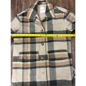 American Eagle Plaid Shacket Faux Fur Sherpa Lined Button Down Medium Jacket thumbnail 7