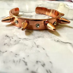 Rose gold tone spiky rhinestone cuff bracelet thumbnail 3