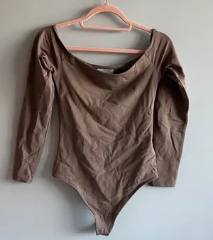 aritzia babaton contour brown off shoulder bodysuit thumbnail 1