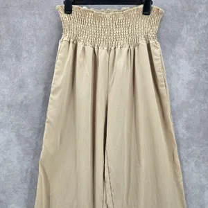 Cream Tan Smock High Rise Wide Leg Pocket Flowy‎ Boho Dress Pants Plus 2XL thumbnail 3