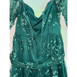 Lulus Darling‎ Charisma Emerald Mesh Embroidered Midi Dress Size Small NWT thumbnail 9