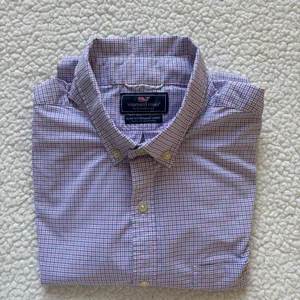 Vineyard Vines Purple White Micro-Gingham Plaid Button Up Classic Preppy coastal thumbnail 9