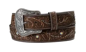 Nocona Western Belt Womens Scroll Nail Heads Leather Brown N320008502 Small thumbnail 1
