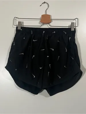 Nike Logo Tempo Running Shorts Sz Medium Black and Silver Brief-Lined thumbnail 4