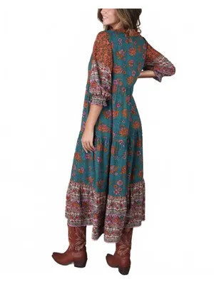 Natural Life Nova Maxi Dress NWT Teal Riviera Floral XS thumbnail 2