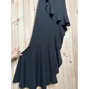 NWT Lulus Dramatic Persona Black One-Shoulder Ruffled Maxi Dress Holiday Party M thumbnail 5
