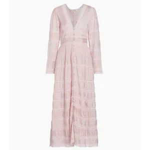LoveShackFancy Ellitia Dress Victorian Lace Maxi Light Lilac Viscose US 0 NWT thumbnail 5