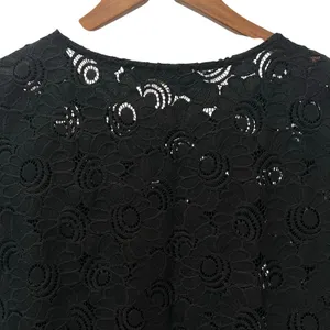 Loft Black Lace Short Sleeve Shirt Top Size Medium thumbnail 5