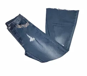 Distressed rhinestone-Embellished Flare Bell Bottom Jeans size 28 thumbnail 1