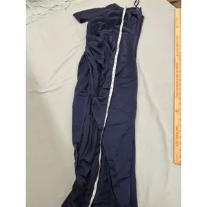 Lulus Navy Blue Satin One Shoulder High Low Ruched Formal Maxi Dress Small thumbnail 7