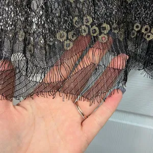 Women's‎ black gold metallic lace crocheted sheer layer tank top swim cover up L thumbnail 4