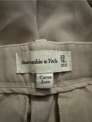 Abercrombie curve love sloane tailored pant beige 33P 16 SHORT wide leg trouser thumbnail 2