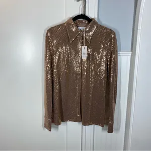 C/MEO Collective After Dark Sequin Blouse‎ Shirt Rose Gold NWT Size Medium 6 thumbnail 2
