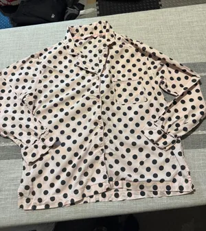 Victoria's Secret Pink Black Polka‎ Dot Pajama Shirt Top M M thumbnail 1