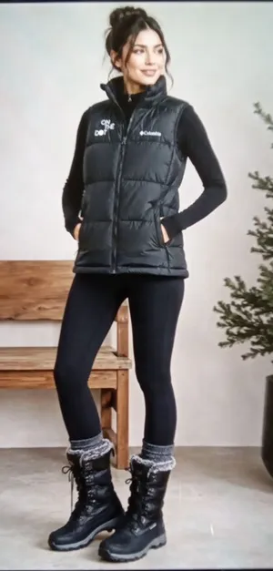 Columbia Black Puffer Vest with "On The Dot" Detail Omni Heat Insulated Vest W thumbnail 1