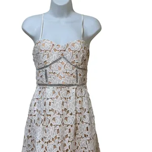 Lulus White Floral Lace Midi Dress Nude Lining Sweetheart JMD4423 Small thumbnail 4