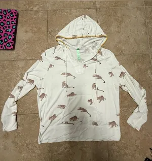 Dillard's Honeydew cheetah hoodie thumbnail 1