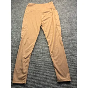 Womens Tan High Waisted Athletic Leggings‎ with Side Pockets Size Large Camel thumbnail 8