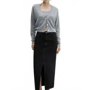 Mango Slit Denim Skirt NWT Matilda Black Wash Small thumbnail 4