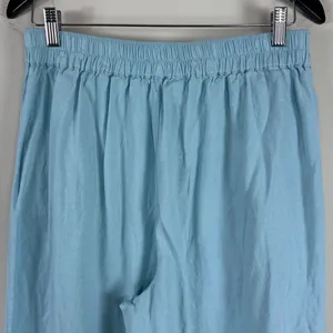 Madewell Pull-On Wide Straight Leg Crop Linen Pants‎ in Blue Heron Size 8 thumbnail 12