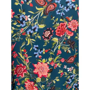LOFT Floral V-Neck Teal Blouse Sz XS Office Casual preppy thumbnail 5