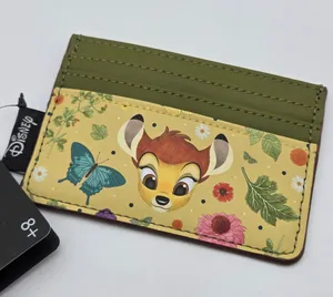 Disney Loungefly Bambi‎ Springtime Flowers Card Holder Wallet Green Yellow NEW thumbnail 1