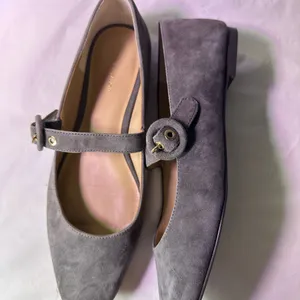 Ann Taylor Factory Gray Suede Flats with Buckle thumbnail 15