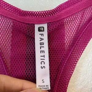 Fabletics Grey & Pink Mesh Layered Racerback Athletic Tank Top thumbnail 5