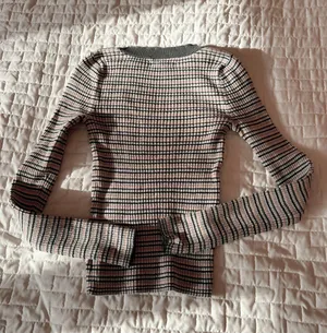 American Eagle Grey Striped Ribbed Slim Fitting Top Size XS thumbnail 2
