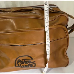 Vintage Peter Hantz Caramel Brown Faux Leather Travel Bag Shoulder Duffle thumbnail 6