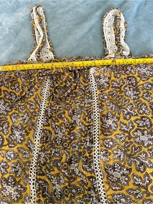 Anthropologie Floral Lace Trim Tank Top Yellow Brown Size 2 thumbnail 8