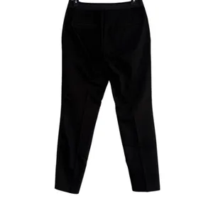 Zara Slim Straight Mid Rise Ankle Cropped Trouser Flat Front Pockets M Black thumbnail 11