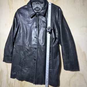 III State Leather Jacket Womens XL Black Button Coat Mid Length Classic‎ thumbnail 5