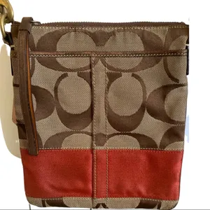 Coach CC Signature Brown Orange Crossbody Purse 10129 thumbnail 2