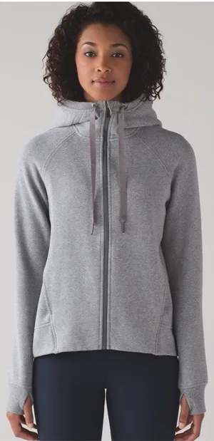 Lululemon Fleece Please Hoodie Jacket Heathered Speckled Medium Grey Size 6 thumbnail 1