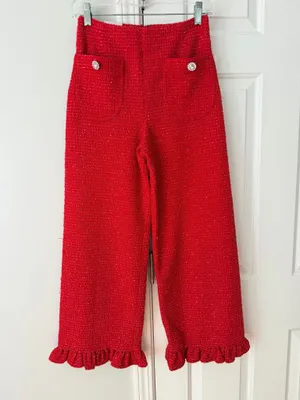 NWT Anthropologie Maeve The Colette Crop Wide-Leg Pants: Tweed Edition, Size 25 thumbnail 7