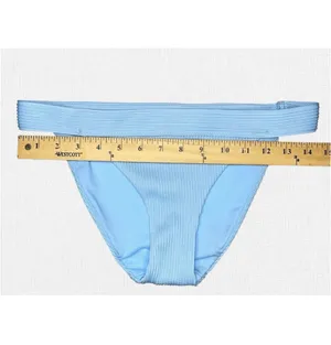 Abercrombie Fitch Ribbed Bikini Set S/M Blue Bralette Top Cheeky Bottom Swimsuit thumbnail 12