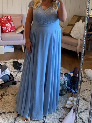 Azazie Cheryl Dress in dusty blue thumbnail 6