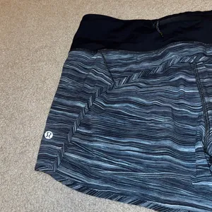 Lululemon Run Times Short Size 10 Black White Gray Stripe LW7B36S Lined thumbnail 5