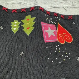 Vintage Designers Originals Studio Christmas Sweater Vest 2X Plus Zip Black thumbnail 8