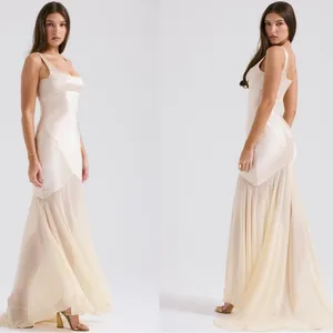 NWOT HOUSE OF CB Vittoria Champagne Chiffon Floor Length Gown sz XS thumbnail 2